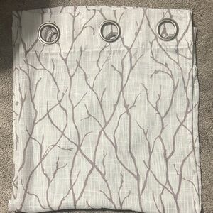 Gray and white Tree Branch Curtain Panel